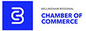 Blue box with white outline of B and C next to text in blue font Bellingham Regional Chamber of Commerce